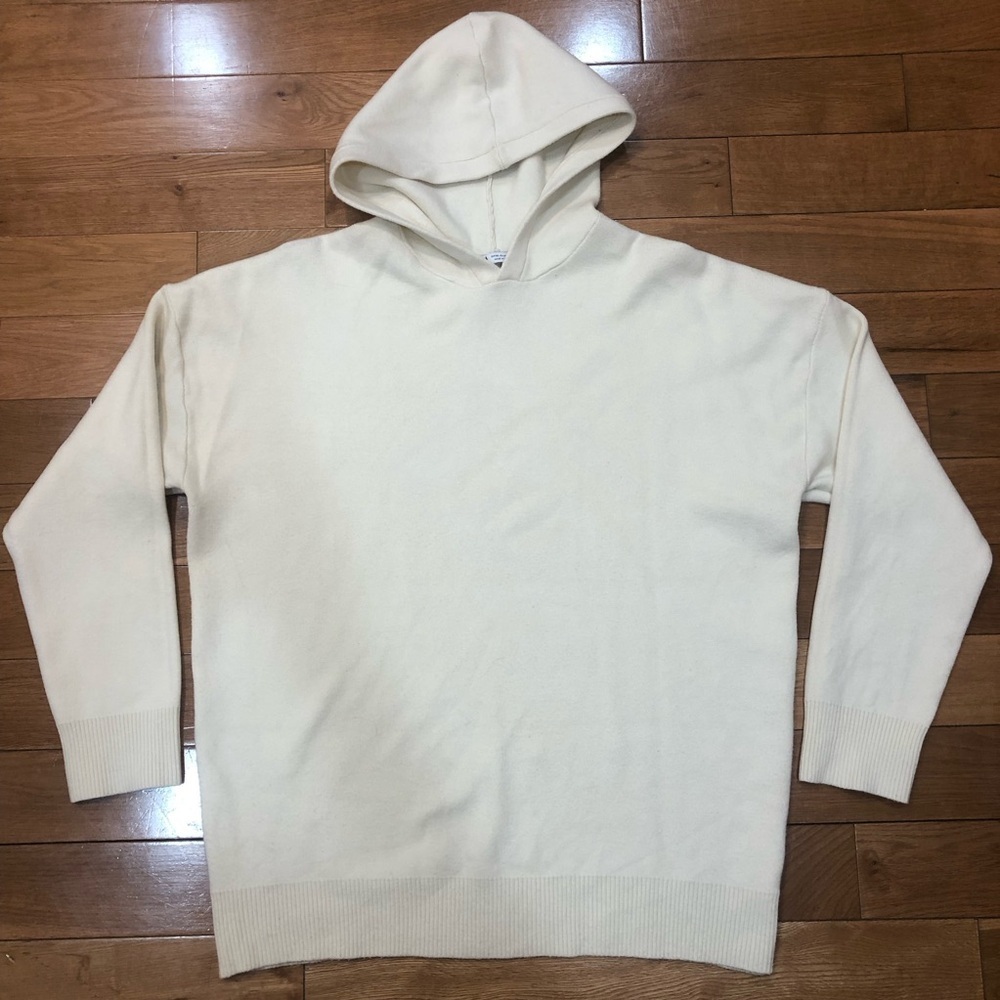 Zara Long Sleeve Pullover Knit Hoodie - Cream Size XL